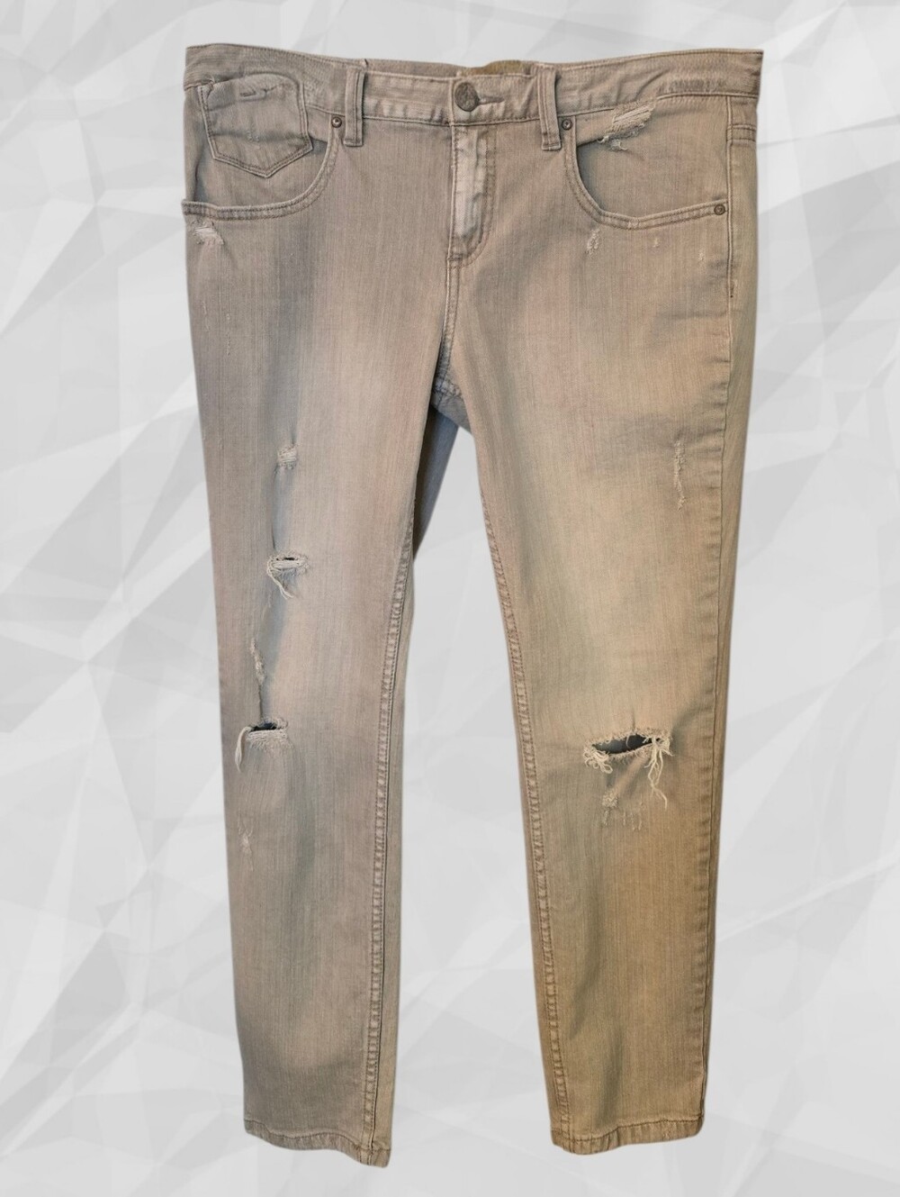 Free People Distressed Stretch Tapered Jeans